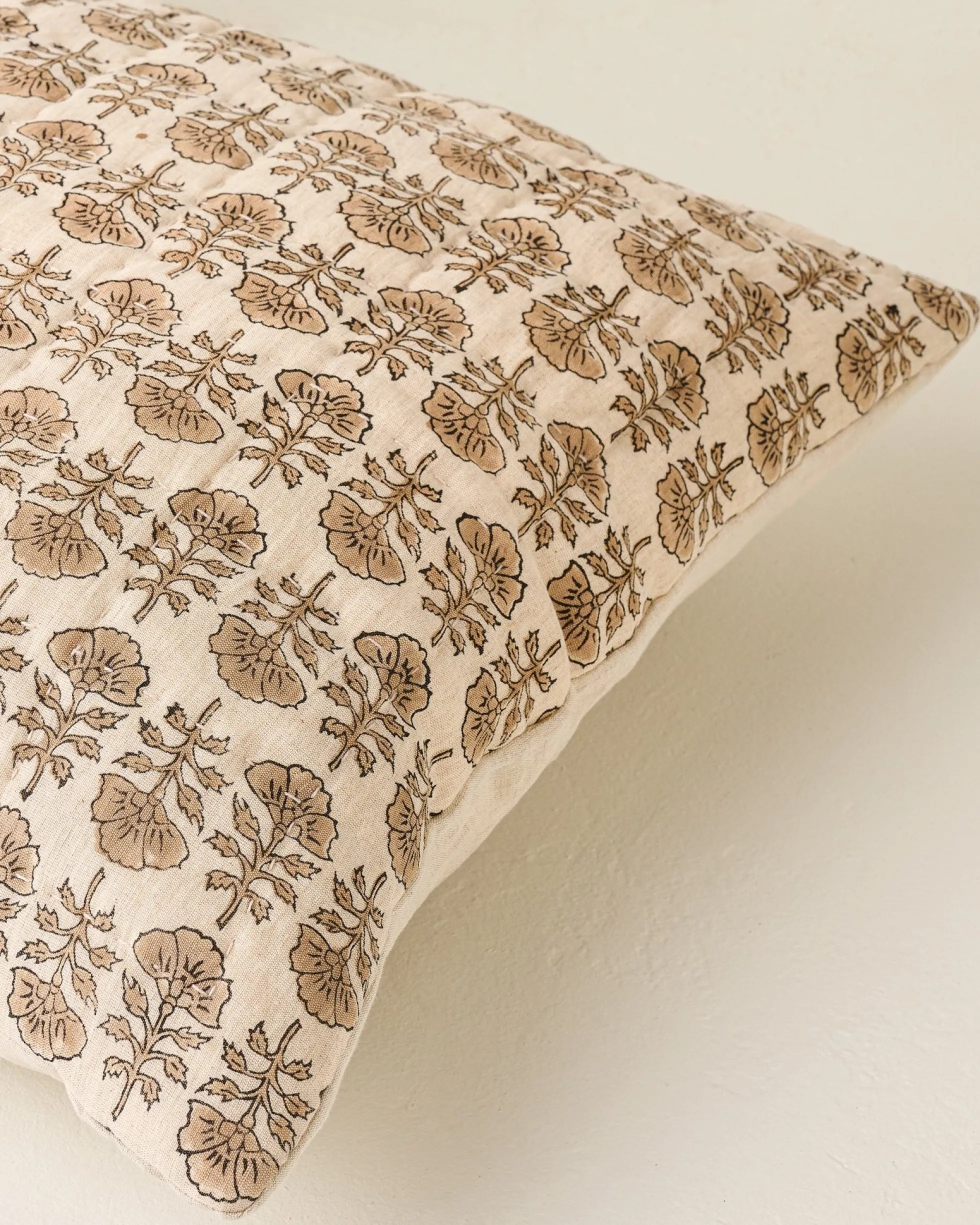 Flora Block Print Pillow Sham - Natural