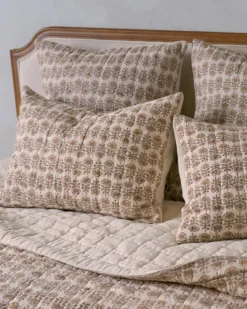 Flora Block Print Pillow Sham - Natural