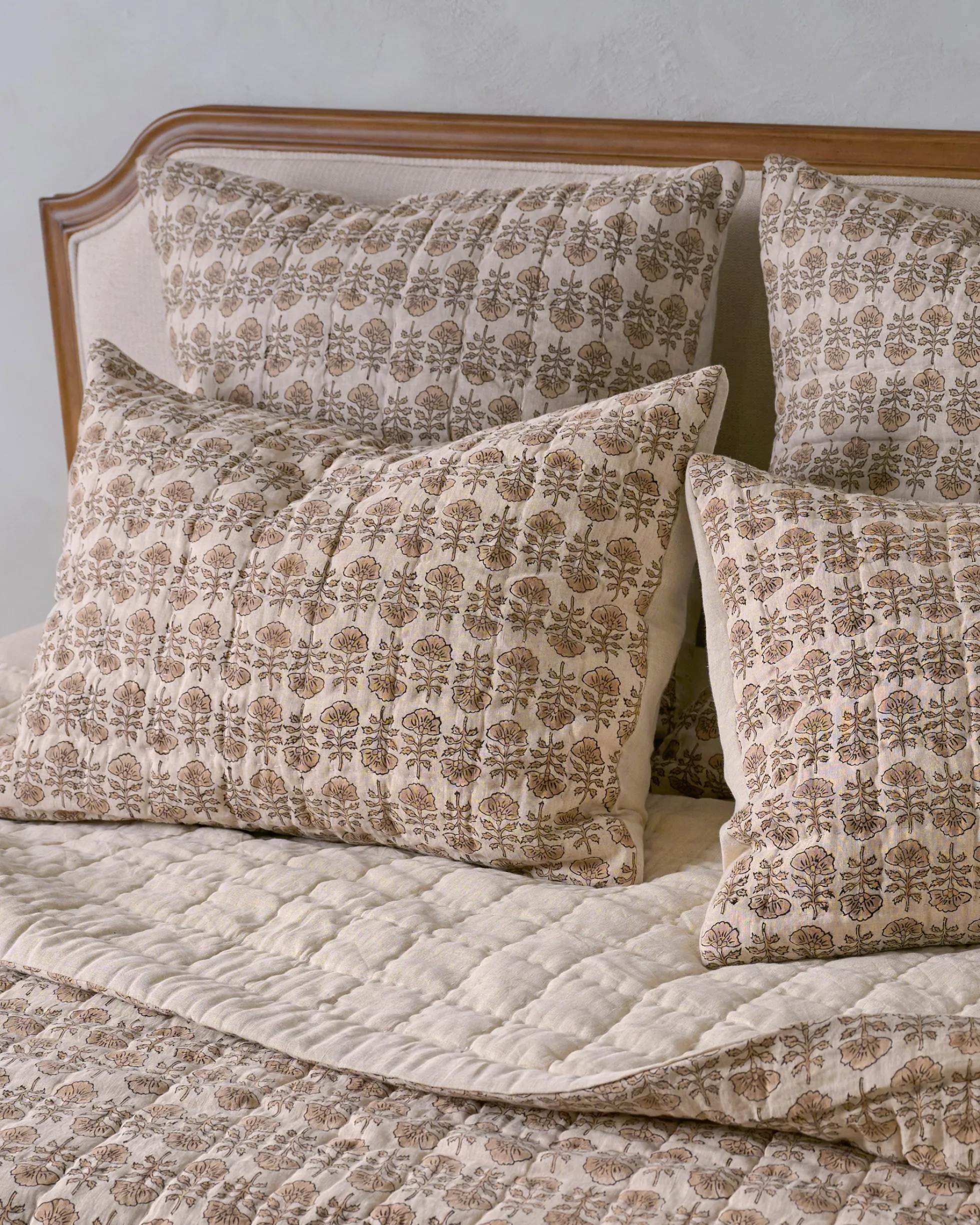 Flora Block Print Pillow Sham - Natural