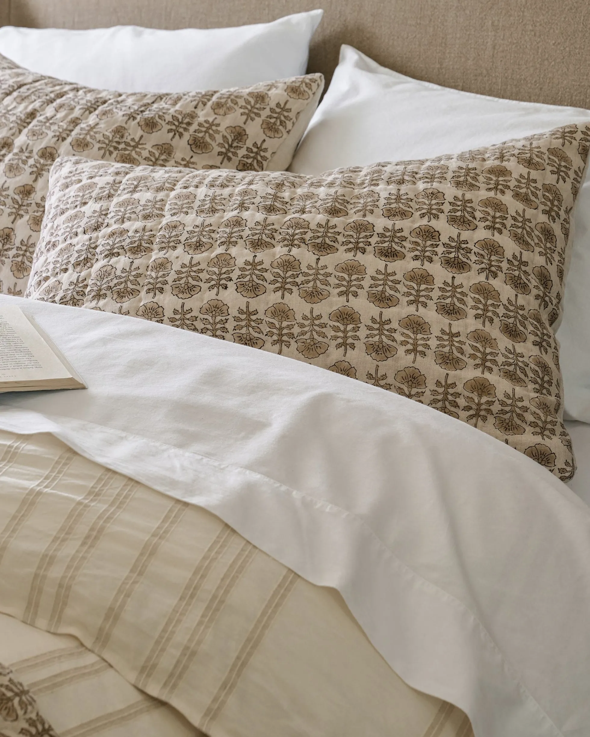 Flora Block Print Pillow Sham - Natural