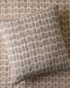 Flora Block Print Pillow Sham - Natural