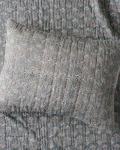 Flora Block Print Pillow Sham - Silver Blue