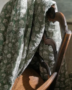 Flora Block Print Quilt - Dusty Green