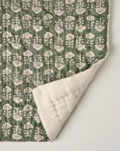 Flora Block Print Quilt - Dusty Green