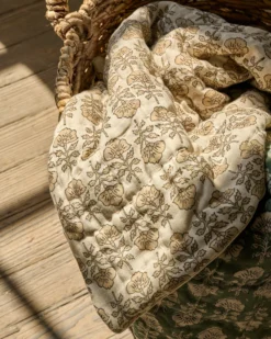 Flora Block Print Quilt - Natural