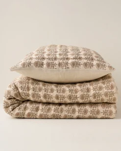 Flora Block Print Quilt - Natural