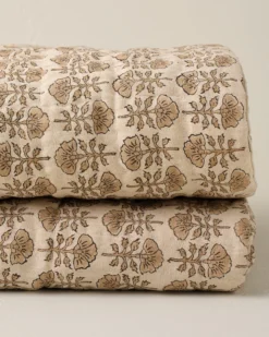 Flora Block Print Quilt - Natural