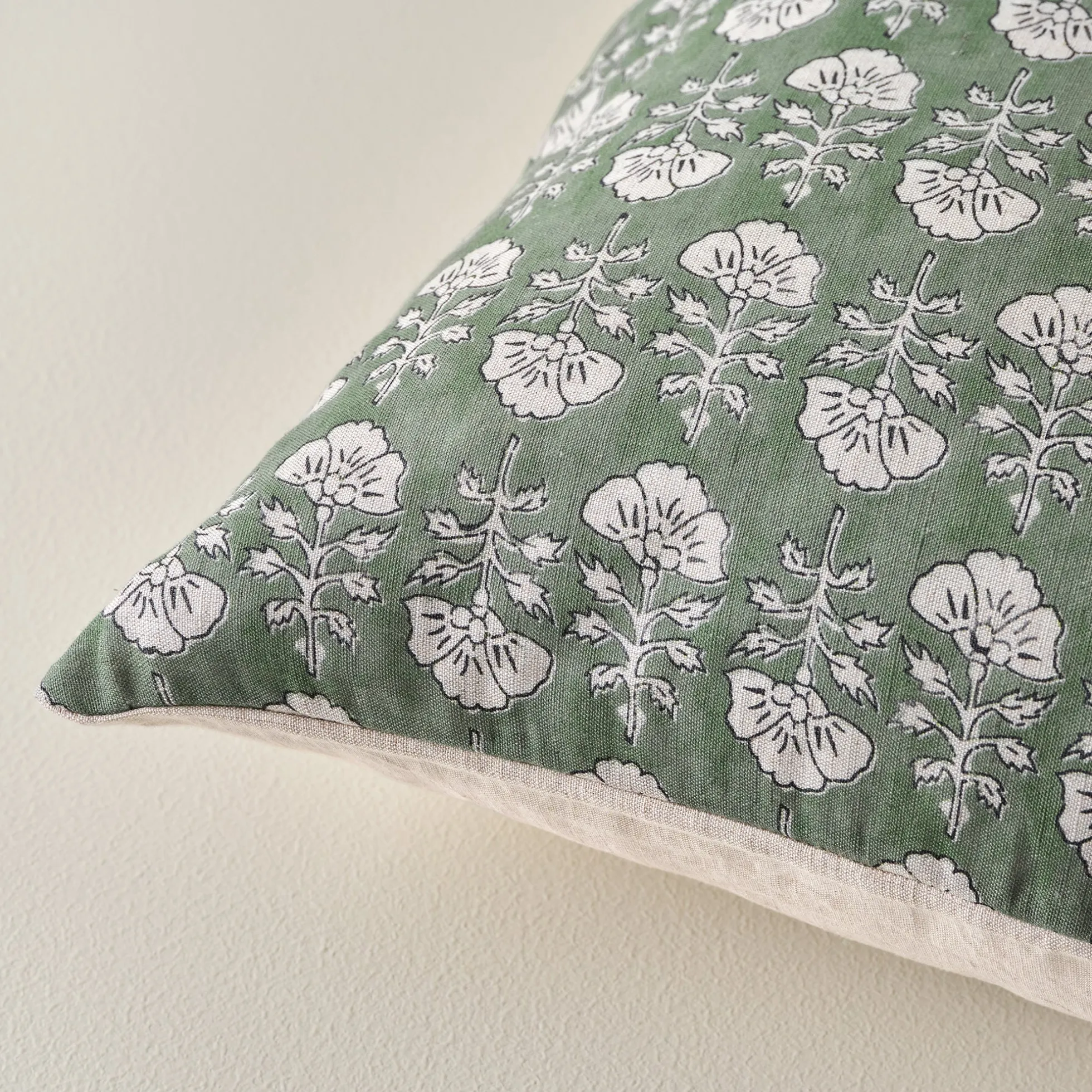 Flora Dusty Green Printed Pillow