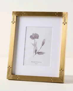 Floral Antique Brass Photo Frame