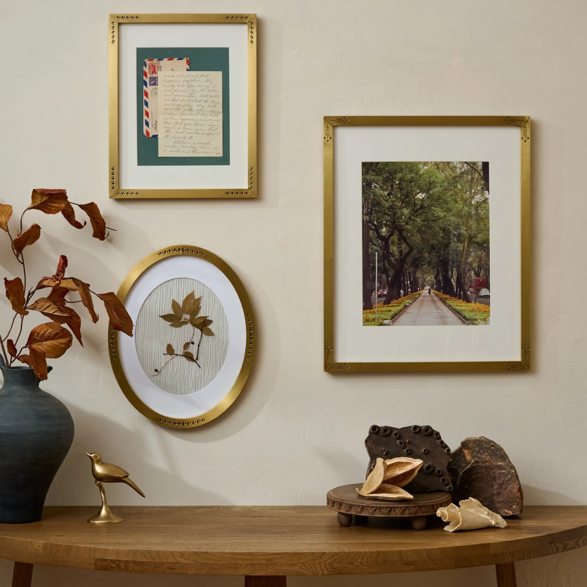 Floral Antique Brass Picture Frame