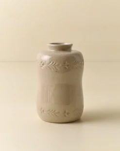 Floral Glazed Debossed Bud Vase
