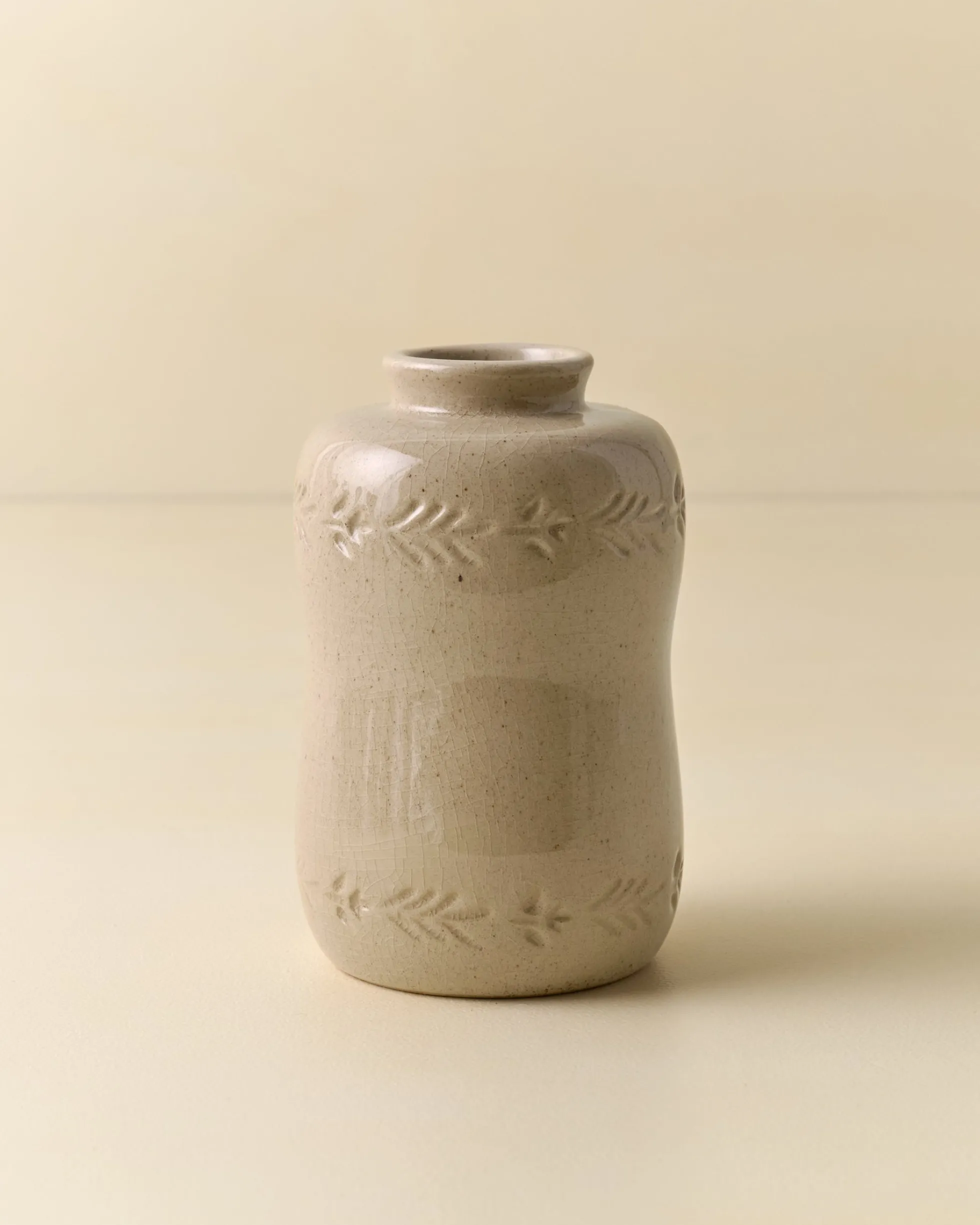 Floral Glazed Debossed Bud Vase