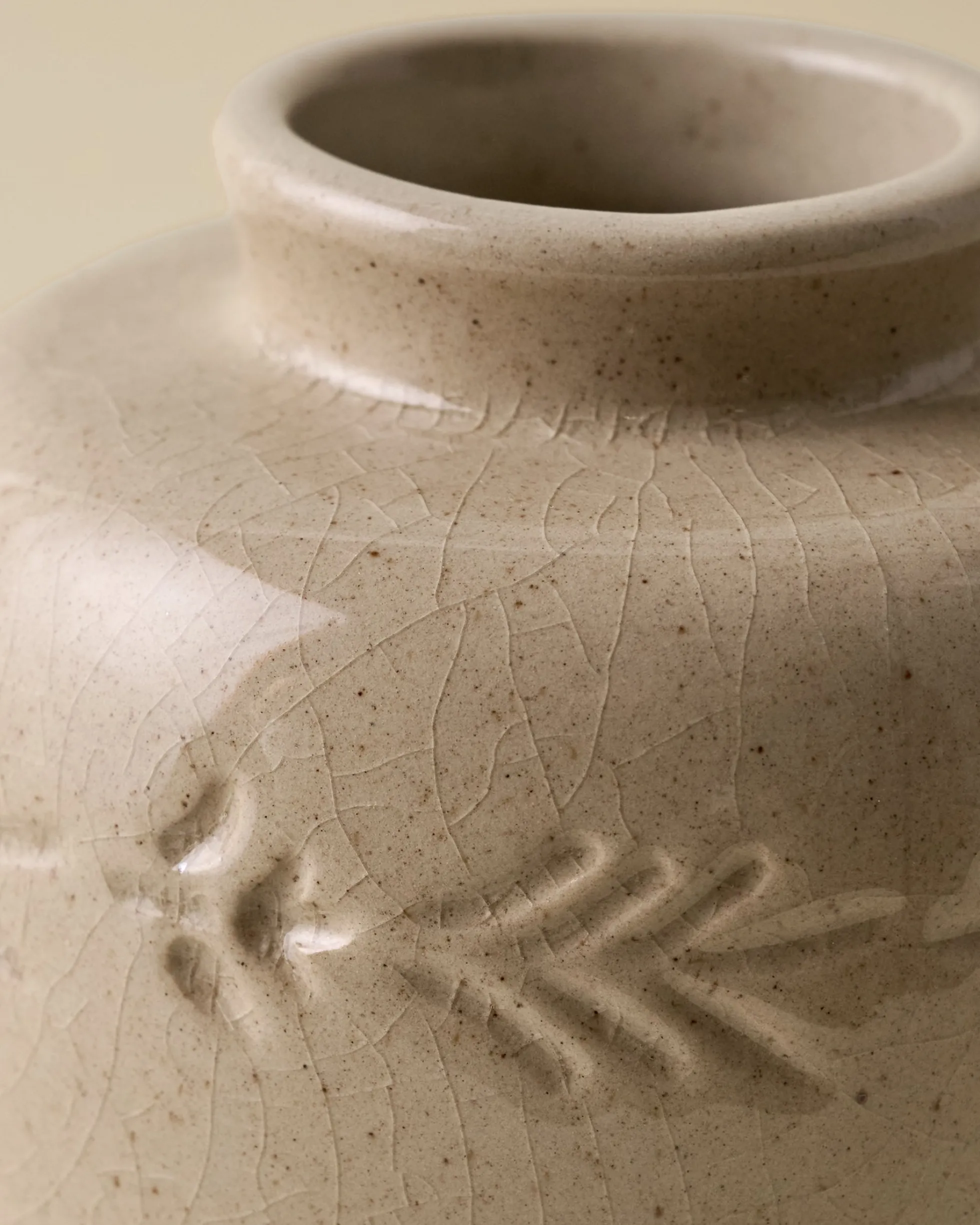 Floral Glazed Debossed Bud Vase