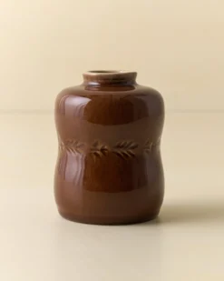 Floral Glazed Debossed Bud Vase