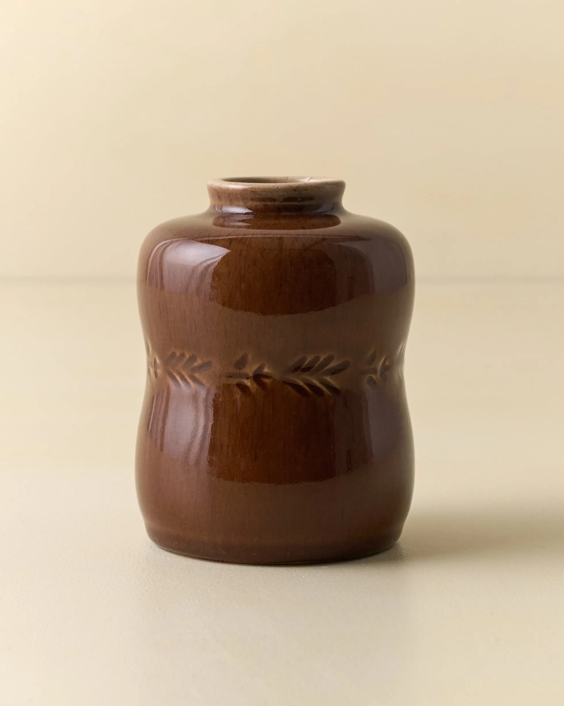Floral Glazed Debossed Bud Vase