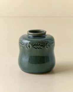 Floral Glazed Debossed Bud Vase