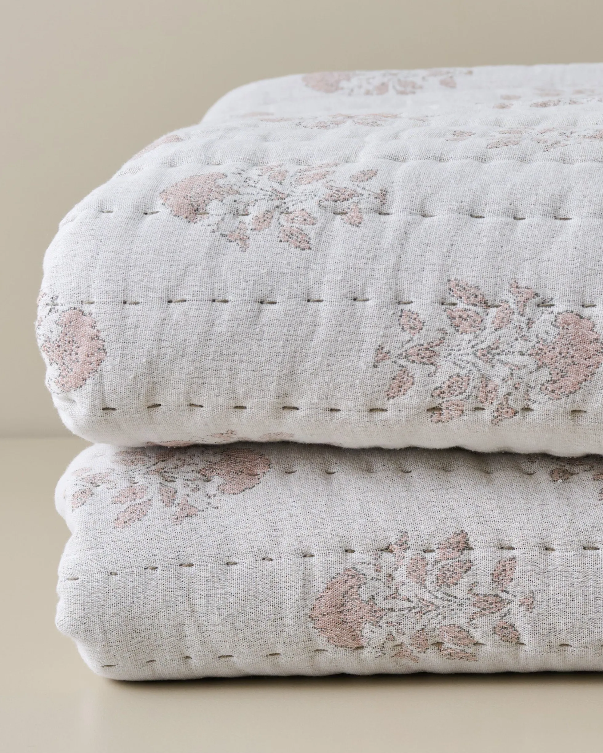 Floral Jacquard Kantha Quilt