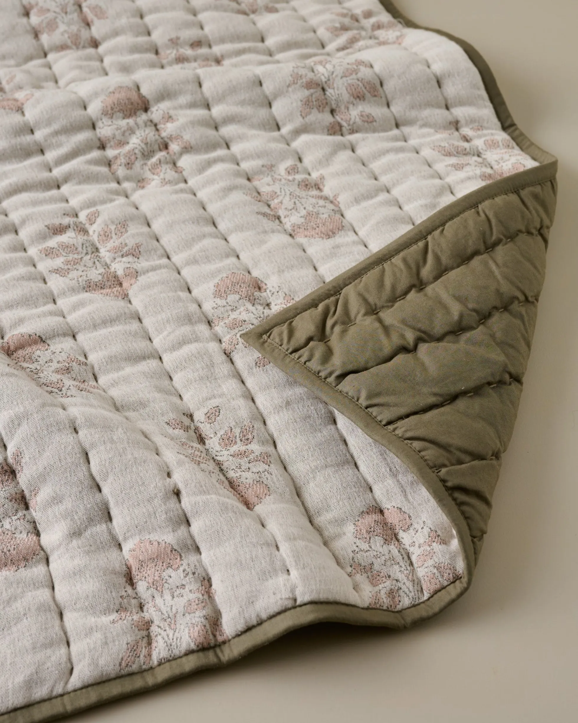 Floral Jacquard Kantha Quilt