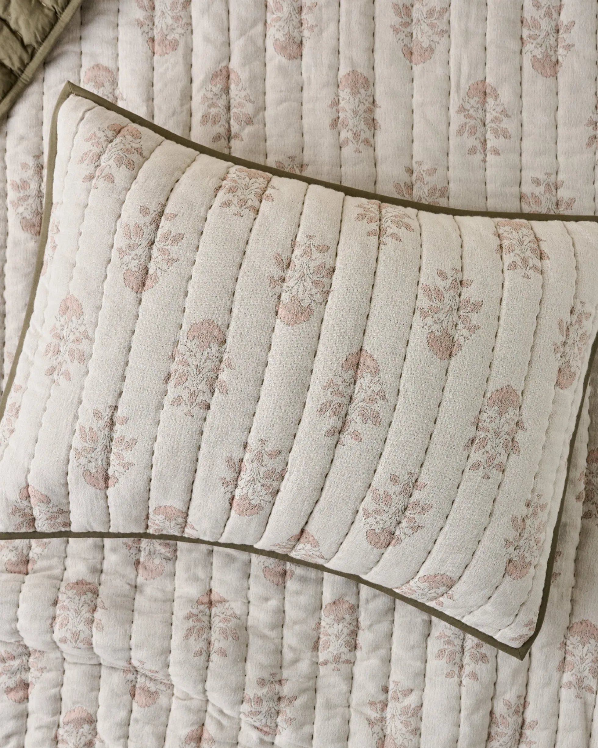 Floral Jacquard Kantha Quilted Sham