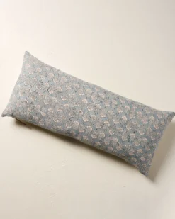 Flora Silver Blue Large Lumbar Pillow