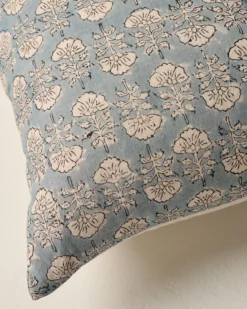 Flora Silver Blue Large Lumbar Pillow