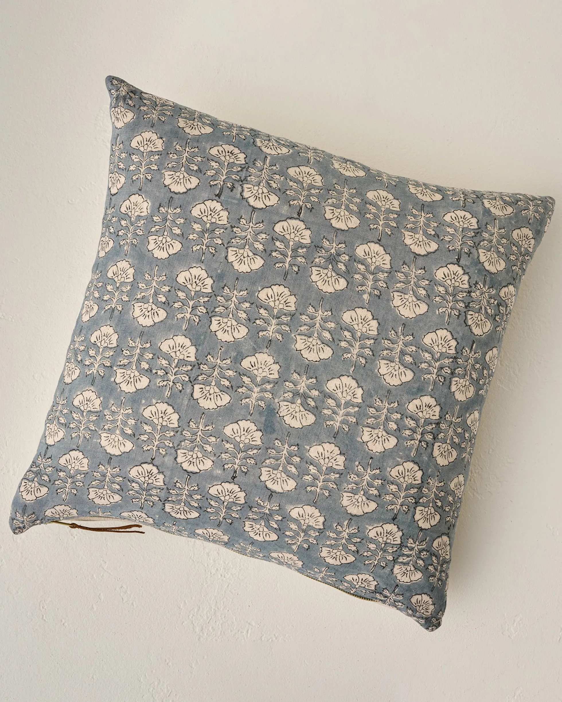 Flora Silver Blue Printed Pillow