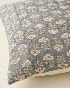 Flora Silver Blue Printed Pillow