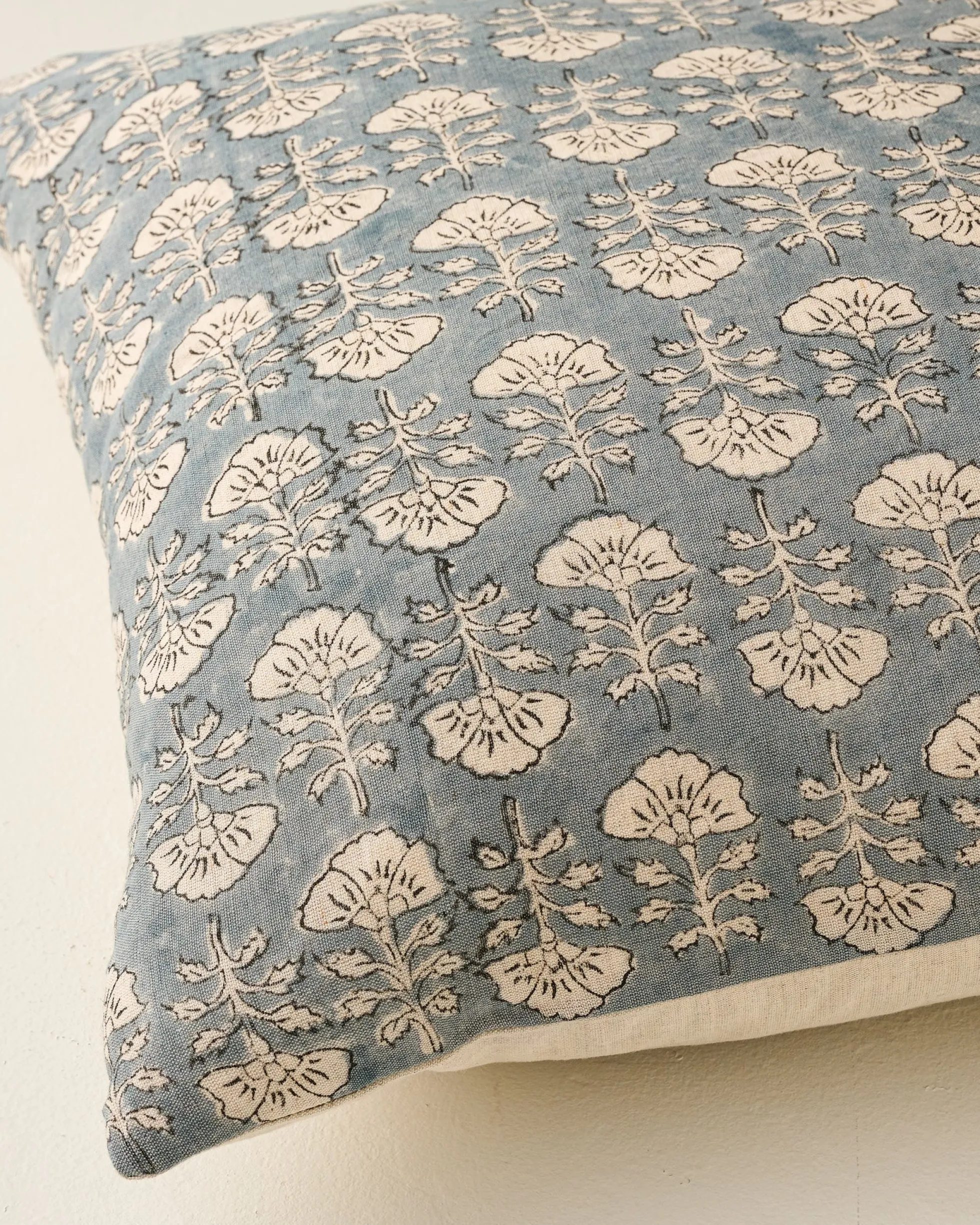 Flora Silver Blue Printed Pillow