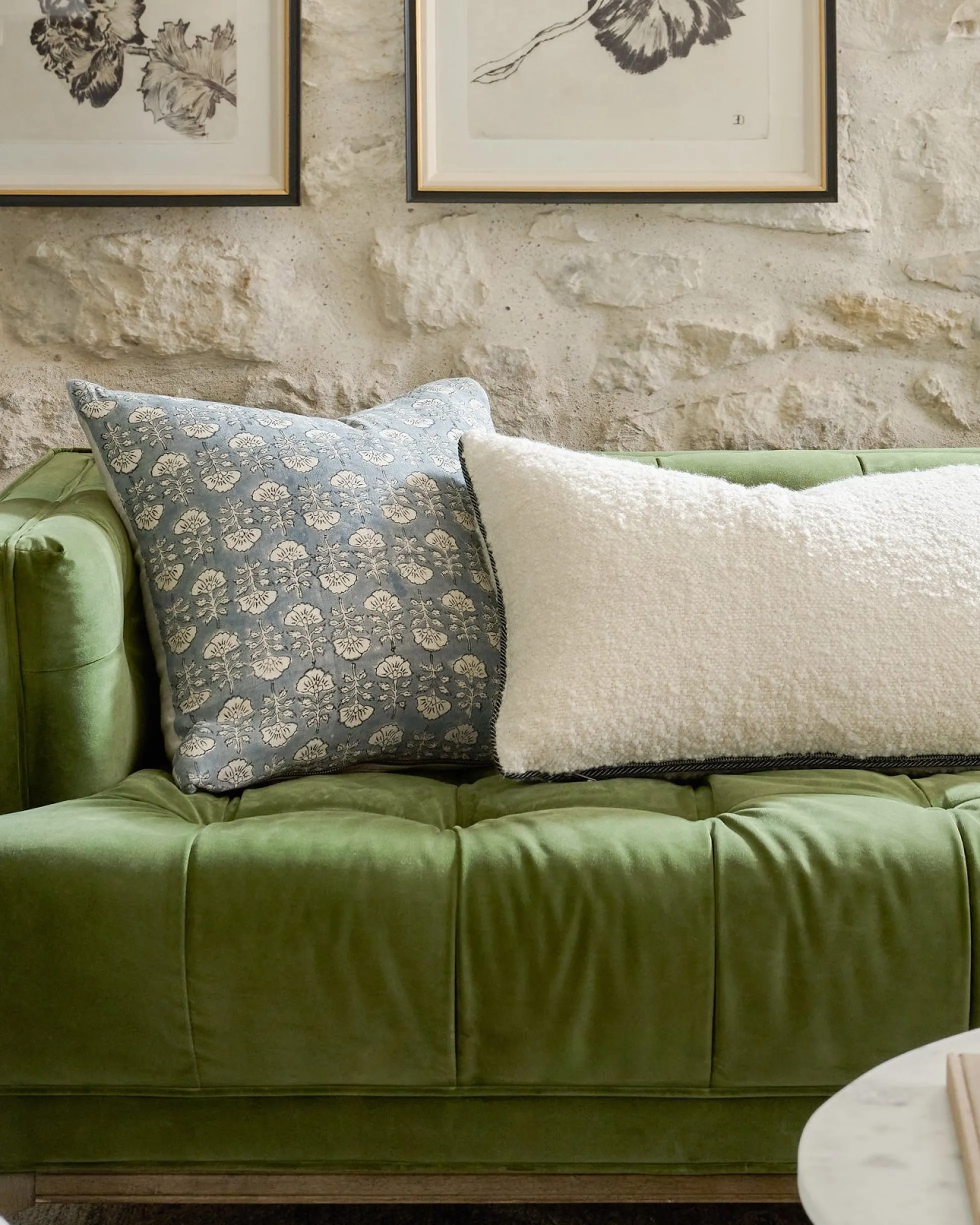 Flora Silver Blue Printed Pillow