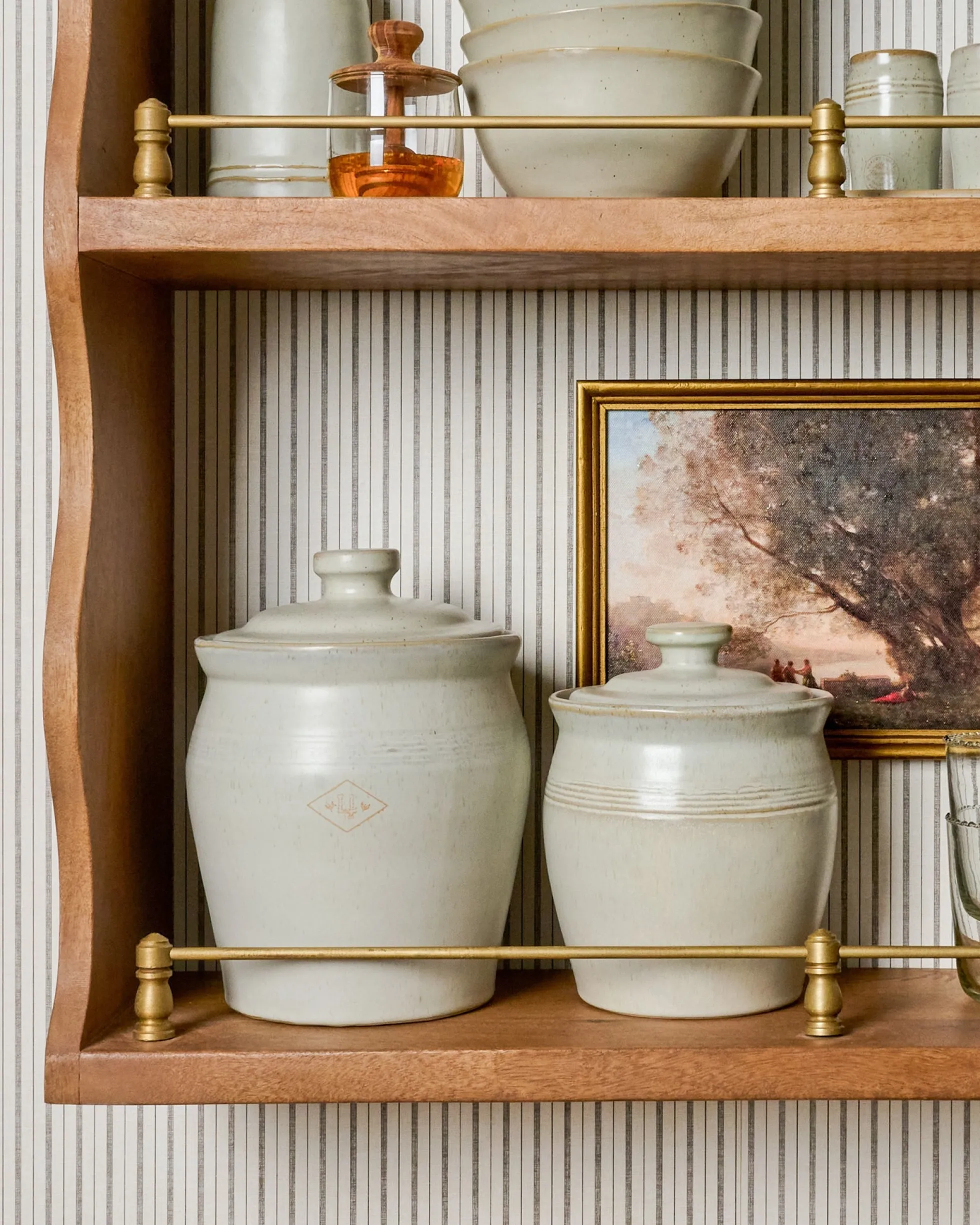 French Grey Embossed Stripe Canister