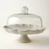 French Grey Ruffle Cake Stand with Dome