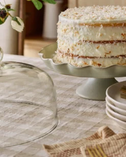 French Grey Ruffle Cake Stand with Dome