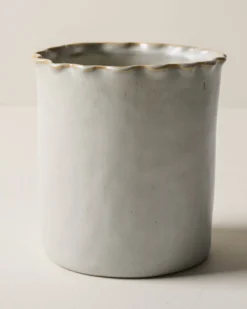French Grey Ruffle Utensil Crock