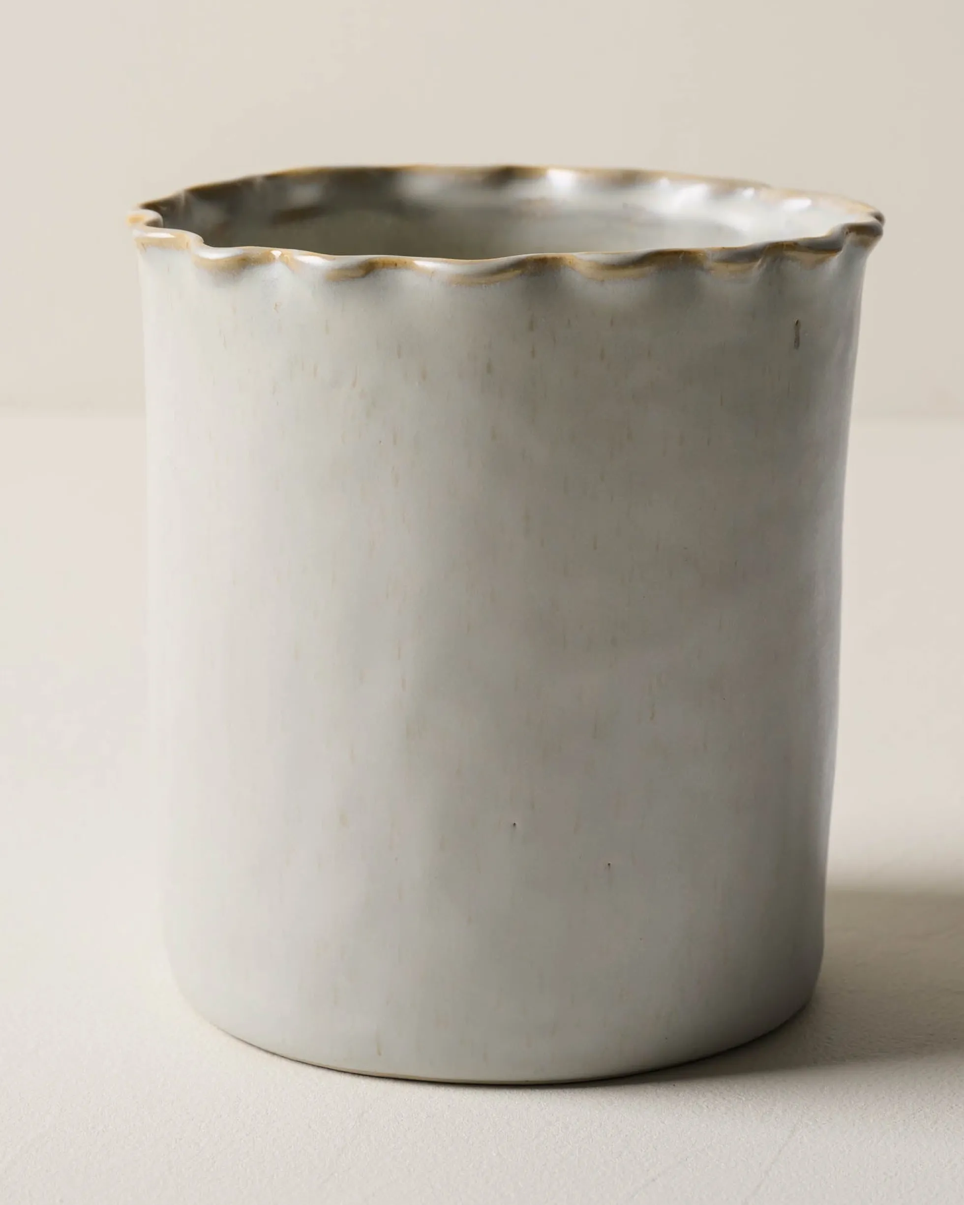 French Grey Ruffle Utensil Crock