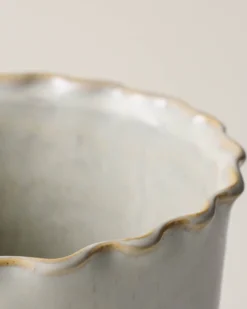 French Grey Ruffle Utensil Crock