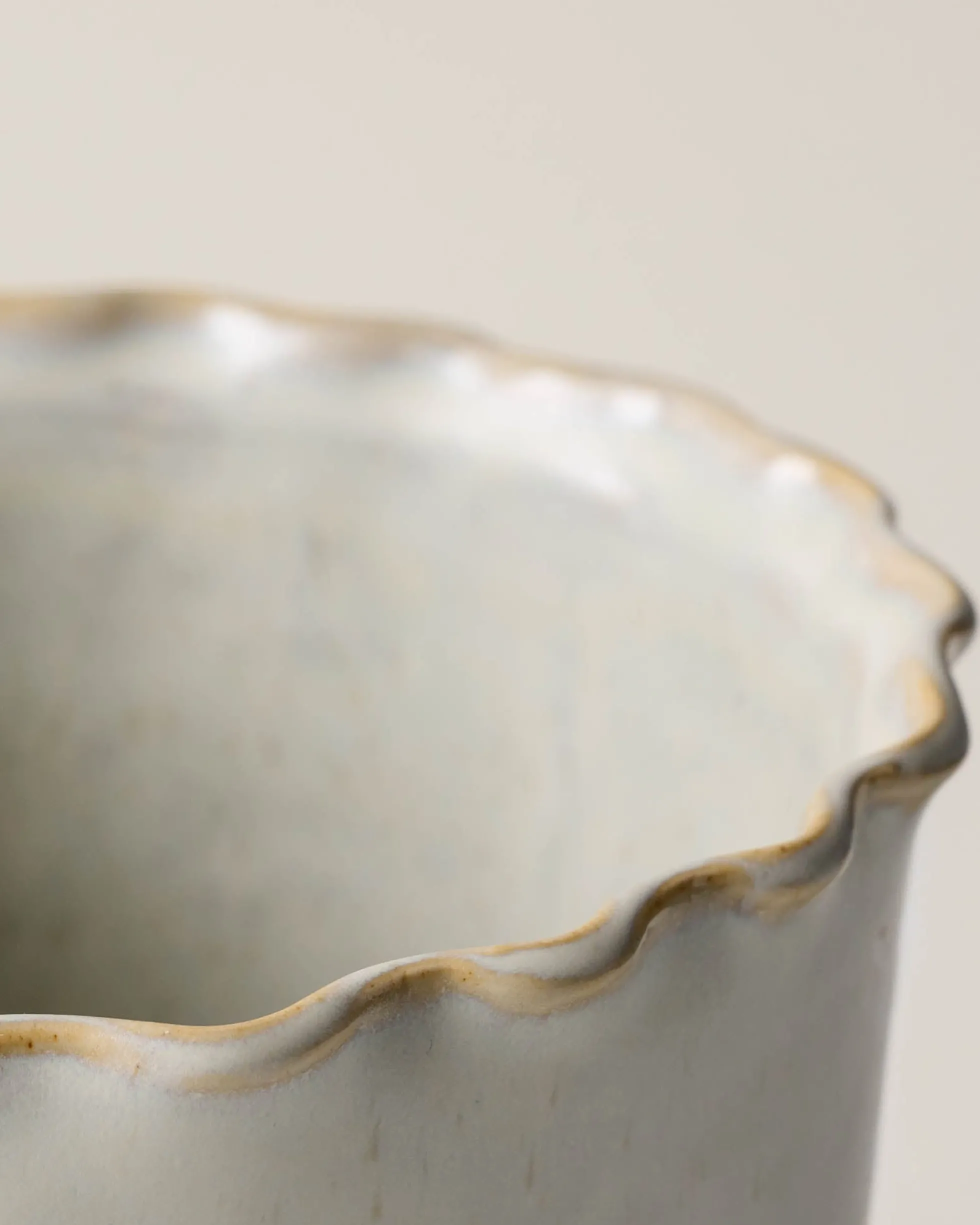 French Grey Ruffle Utensil Crock