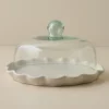 French White Ruffle Cake Plate + Dome