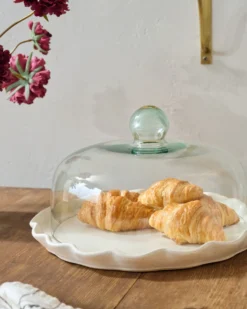 French White Ruffle Cake Plate + Dome