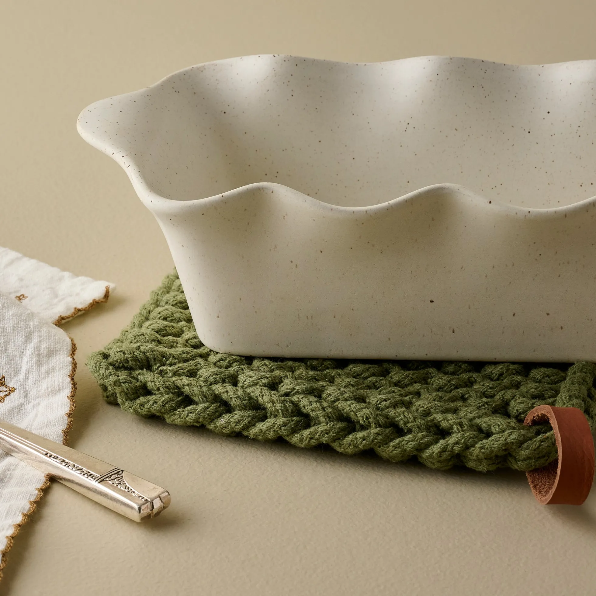 French White Scalloped Loaf Pan