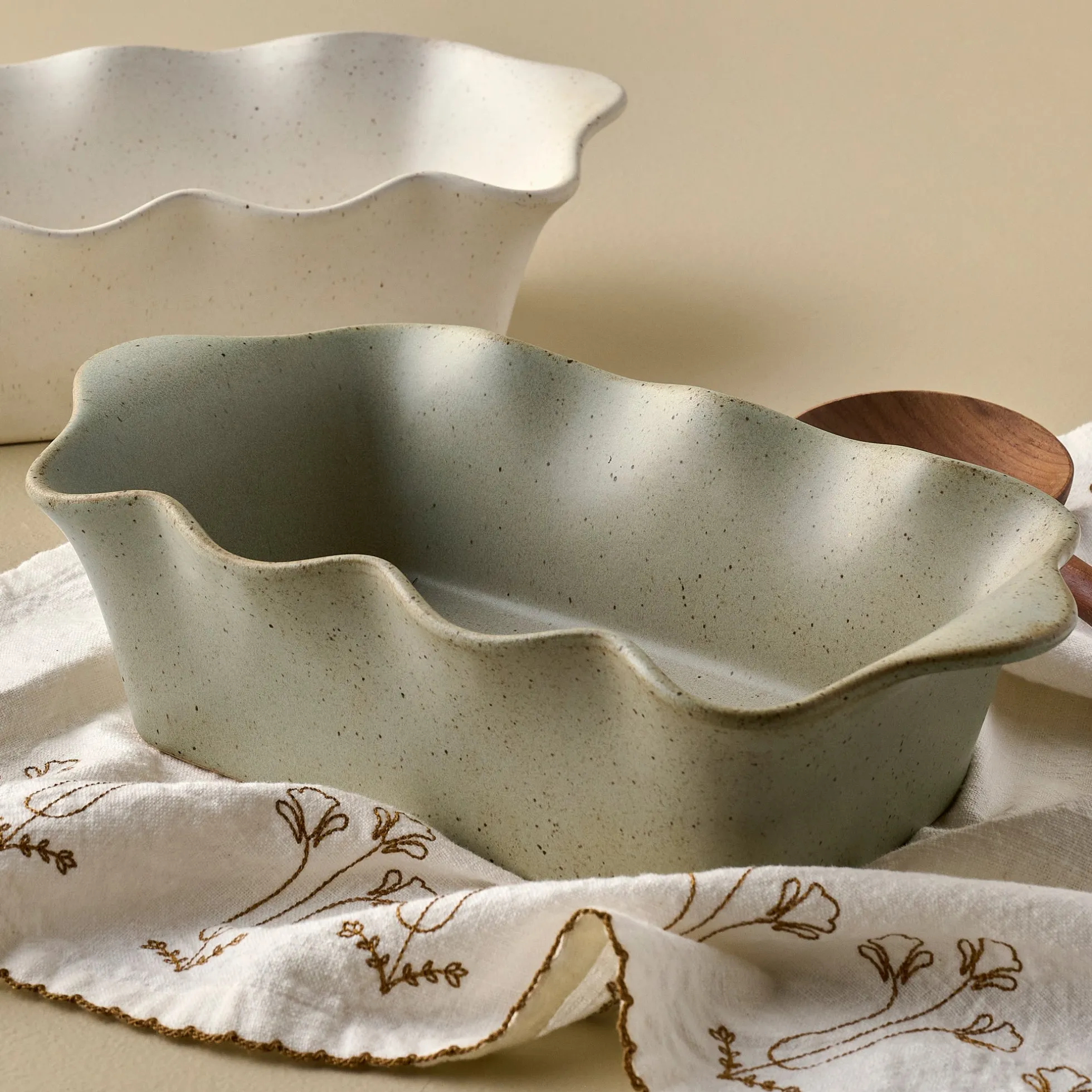 French White Scalloped Loaf Pan