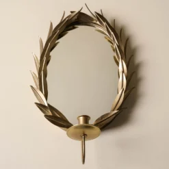 Gilded Wreath Mirrored Wall Sconce