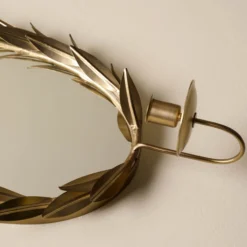 Gilded Wreath Mirrored Wall Sconce