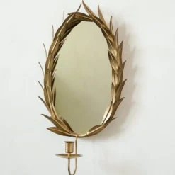 Gilded Wreath Mirrored Wall Sconce