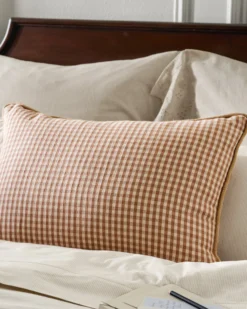 Gingham Small Lumbar Pillow - Toast