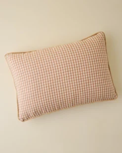 Gingham Small Lumbar Pillow - Toast