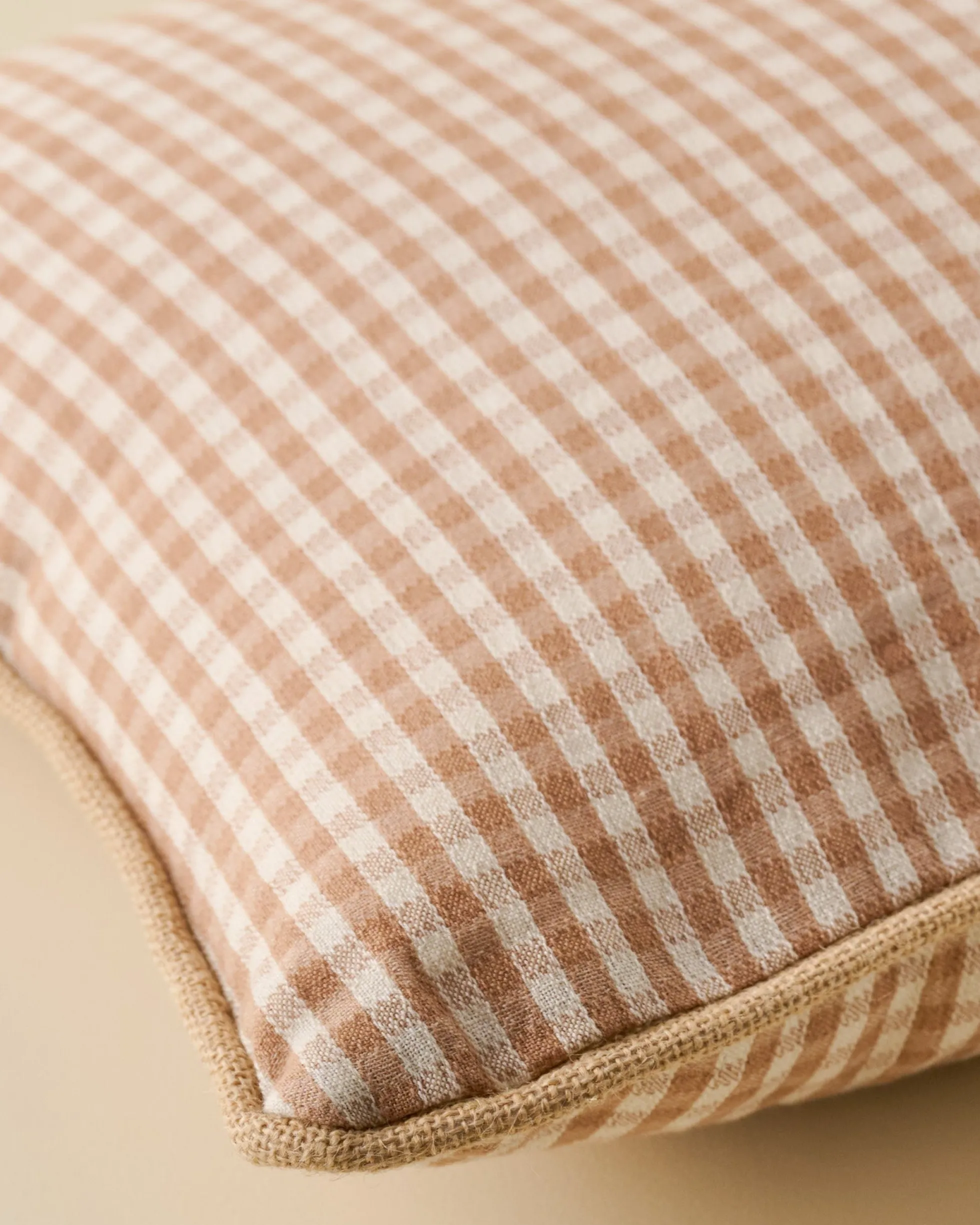 Gingham Small Lumbar Pillow - Toast