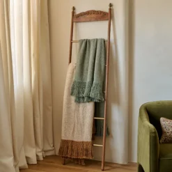 Gloria Carved Wood and Brass Decorative Ladder