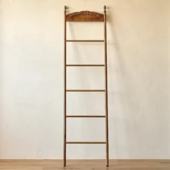 Gloria Carved Wood and Brass Decorative Ladder