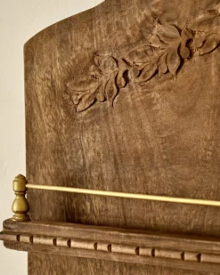 Gloria Carved Wood and Brass Display Shelf