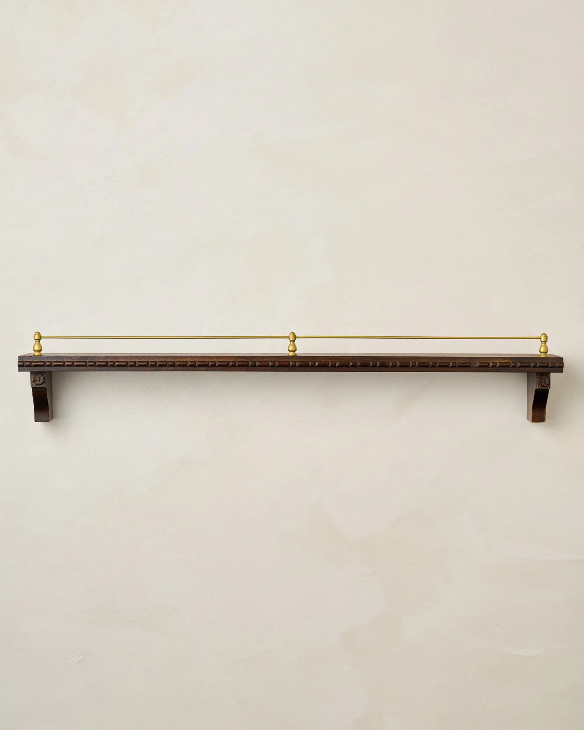Gloria Carved Wood and Brass Picture Ledge